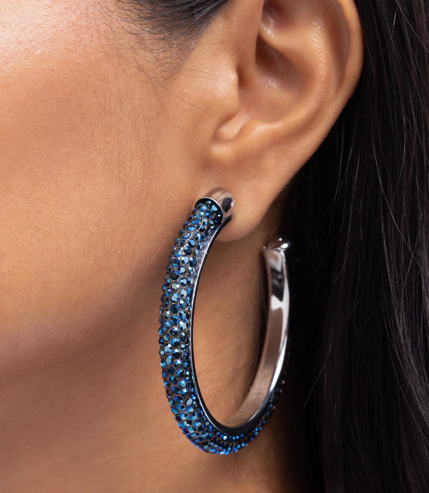 Chiseled Crescendo Blue Hoop Earrings - Jewelry by Bretta