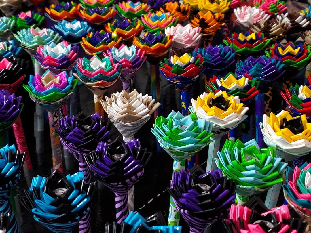 (PICK LIVE on TIKTOK) 4 for $8.50 Duct Tape Flower Pens, (Medium Point BIC Pens)
