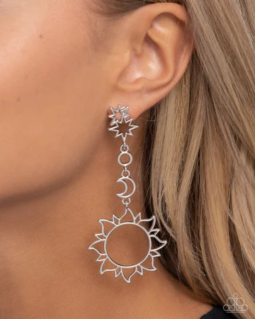 Celestial Chic - Silver Moon Star Sun Post Earrings - Paparazzi