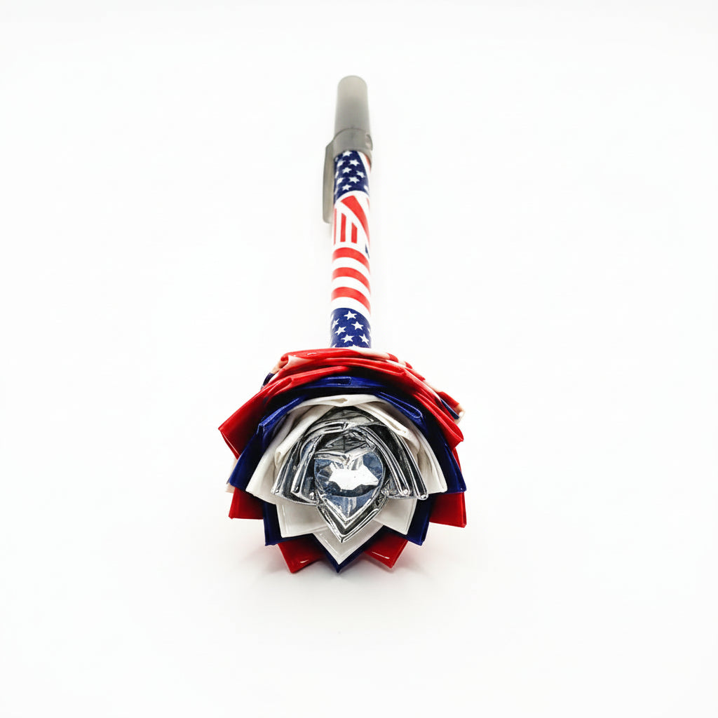 American Flag Duct Tape Flower Pen