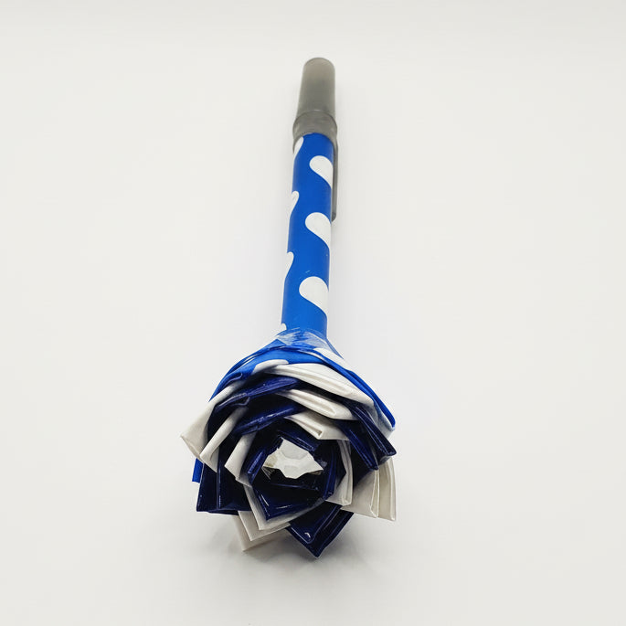 Blue Polka-Dot Duct Tape Flower Pen