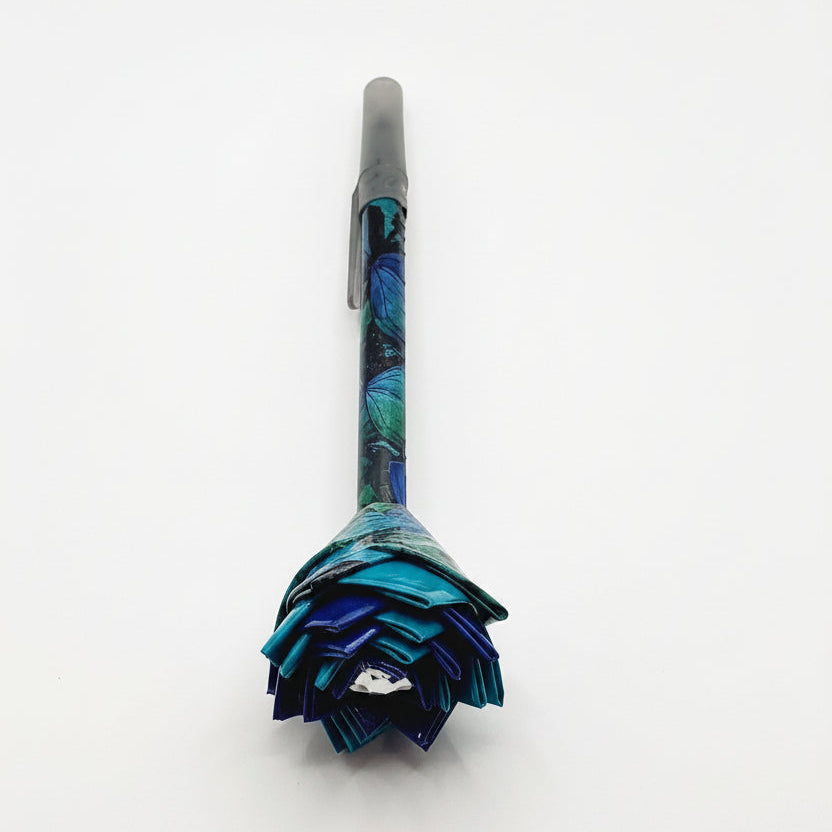 Butterfly Print Duct Tape Flower Pen