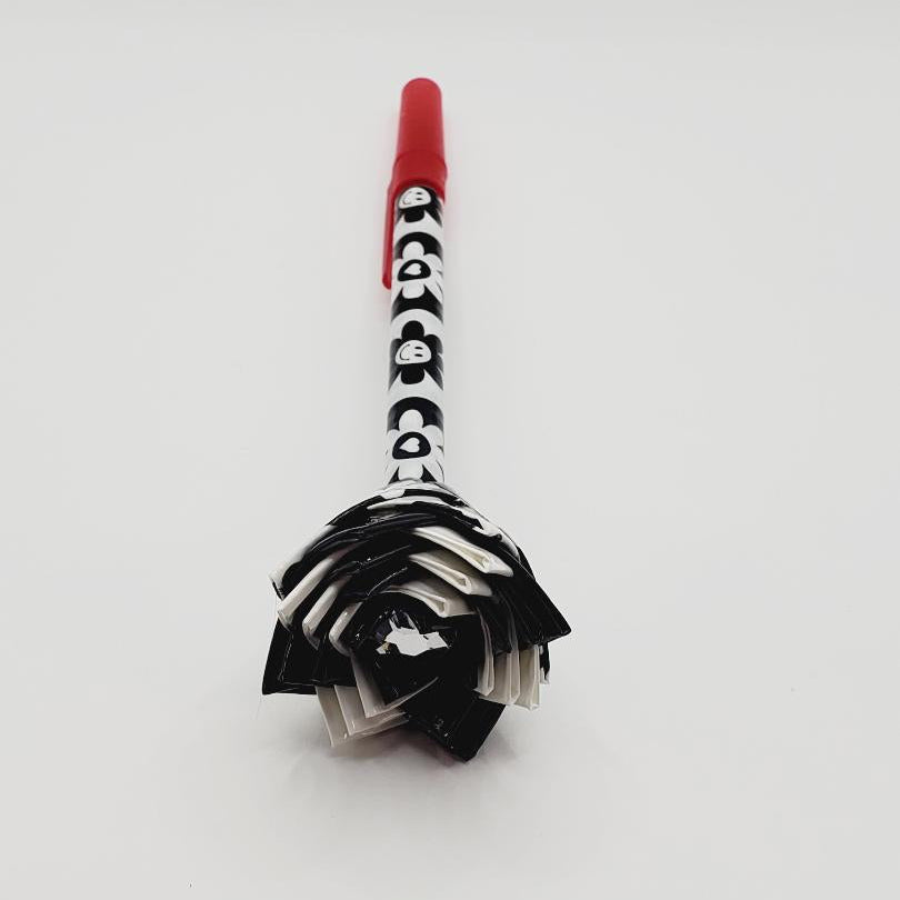 Checkered Flower Art Duct Tape Flower Pen