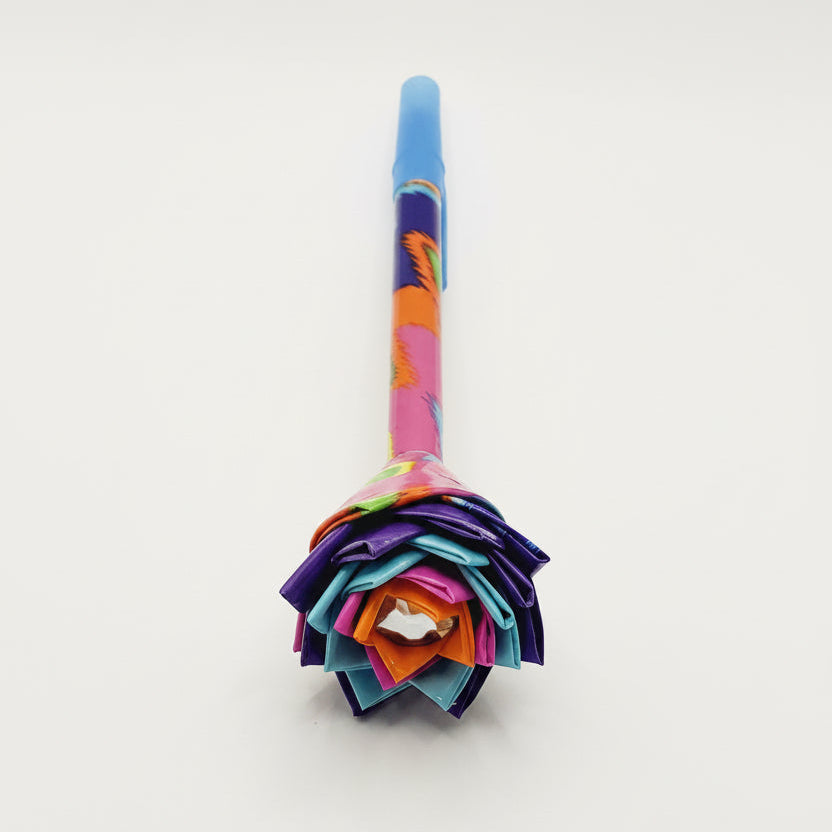 Multi-Color Print Duct Tape Flower Pen