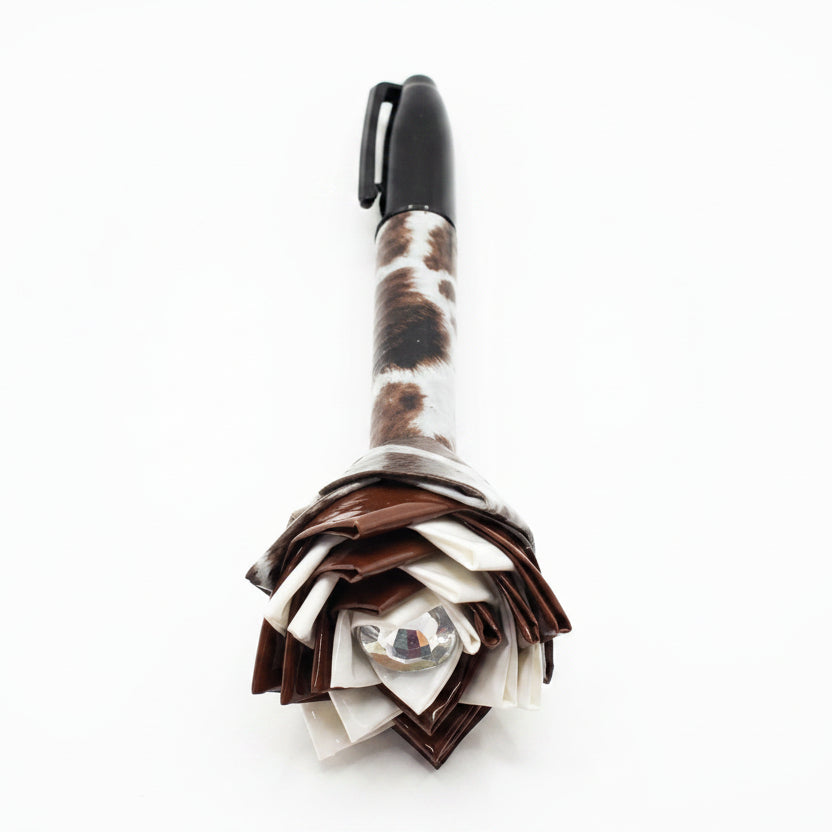 Cow Print Duct Tape Flower Permanent Marker w/Black Ink