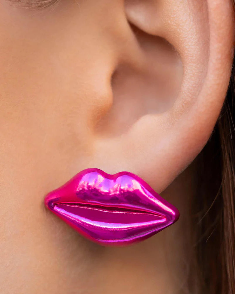 Popstar Privilege - Multi Pink Metallic Lips Wing Star Charm Silver Coil Bracelet & Earring Set - Paparazzi