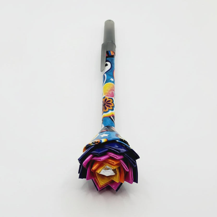 Peace & Ying Yang Print Duct Tape Flower Pen