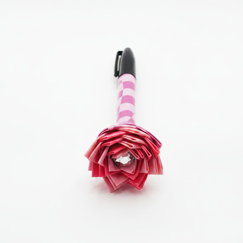 Pink Wavy Checkerboard Duck Tape Flower Permanent Marker w/Black Ink