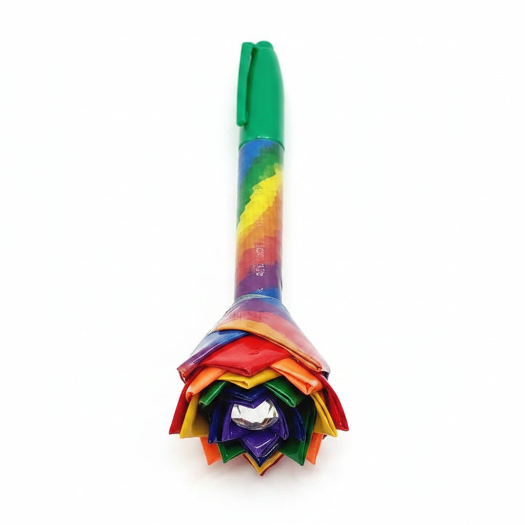 Duct Tape Flower Permanent Marker Rainbow Print w/Green Ink