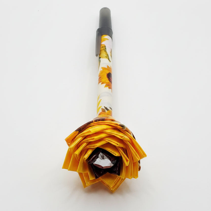 White Sunflower Duct Tape Flower Pen