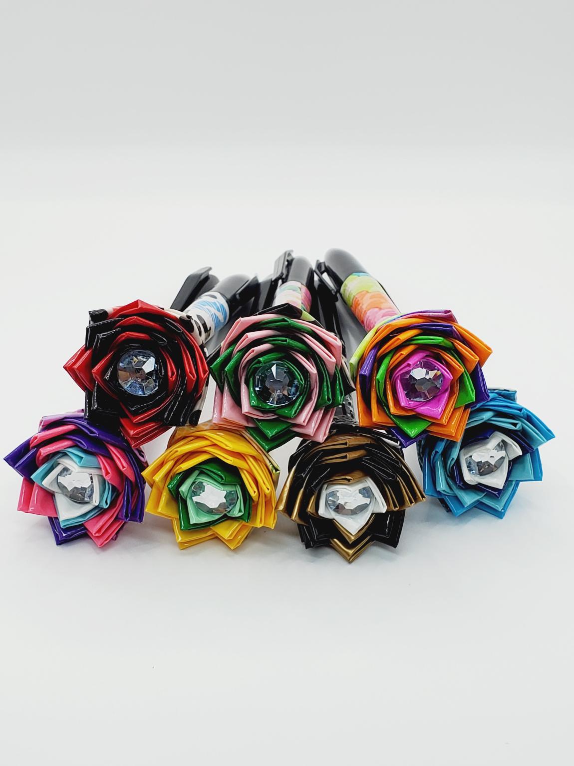 Set of 7 Duct Tape Flower Permanent Markers