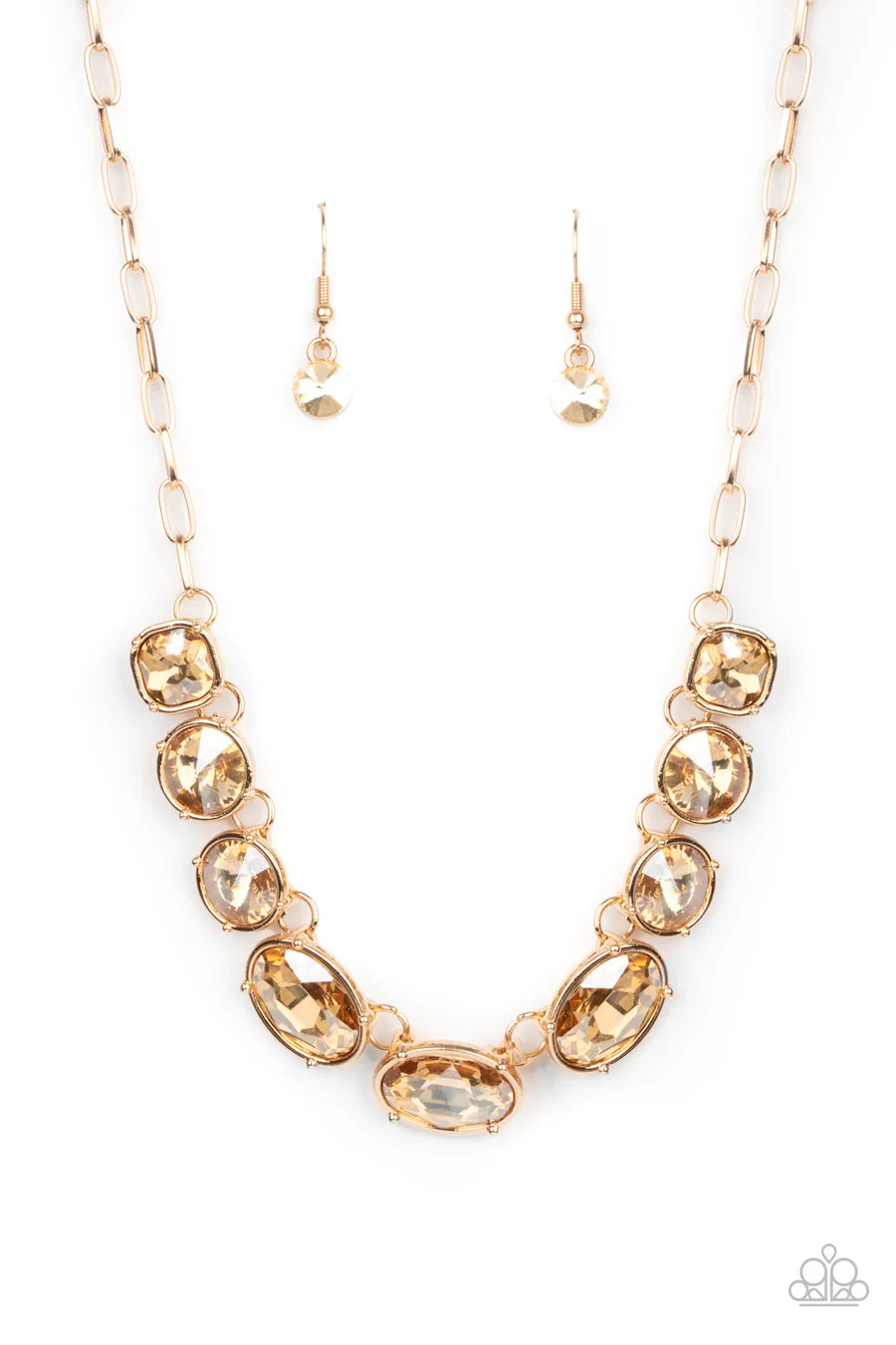 Gorgeously Glacial - Gold Gem Necklace - Paparazzi