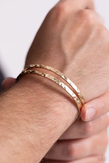 Excessive Edge - Gold Hammered Urban Cuff Bracelet - Paparazzi