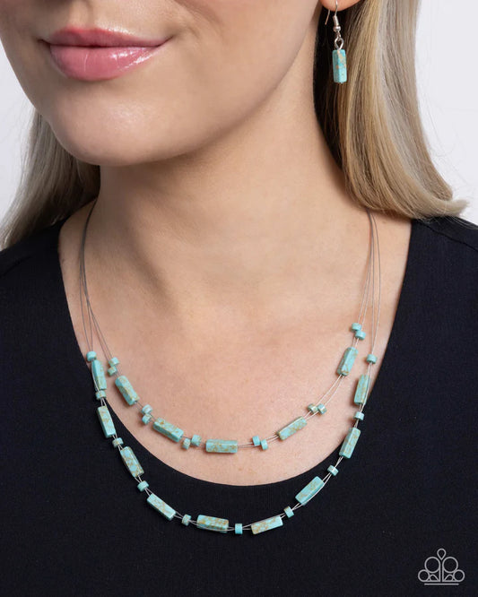 Earthy Extrovert - Blue Turquoise Silver Layered Short Necklace - Paparazzi