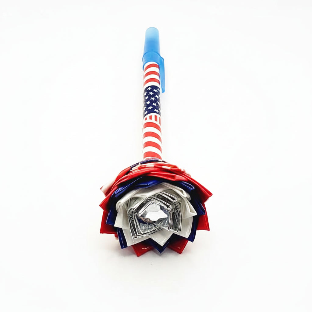 American Flag Duct Tape Flower Pen