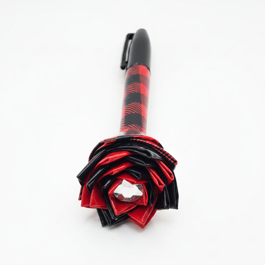 Duct Tape Flower Permanent Marker Black and Red Plaid Print w/Black Ink