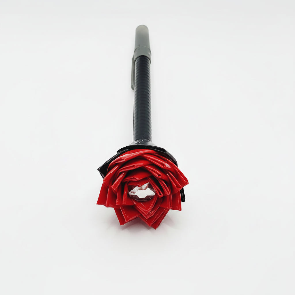 Red Flower w/Black  Stem Duct Tape Flower