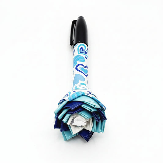 Multi-Color Blue Hearts Duct Tape Flower Permanent Marker w/Black Ink