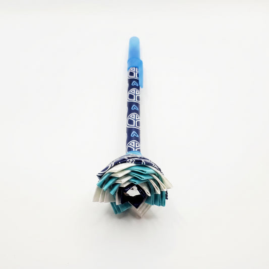 Duct Tape Flower Pen w/Blue Peace Sign Pattern