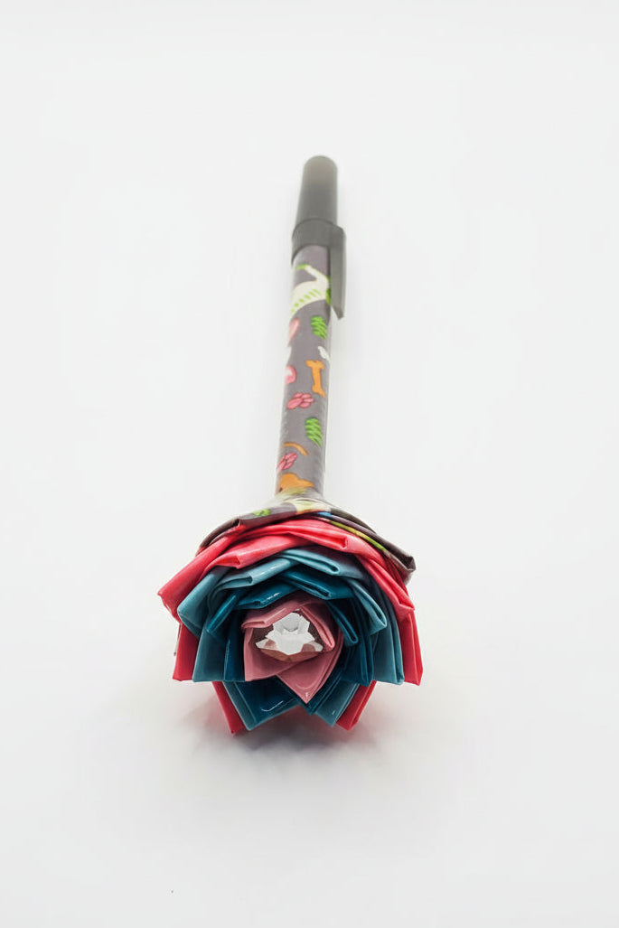 Cat, Dog & Bone Duct Tape Flower Pen