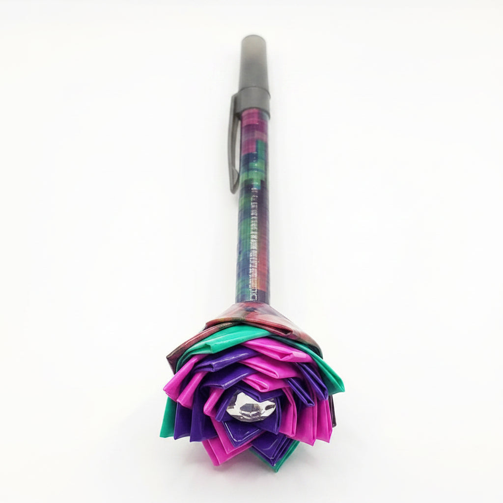 Duct Tape Flower Pen w/Digital Glitch Pattern