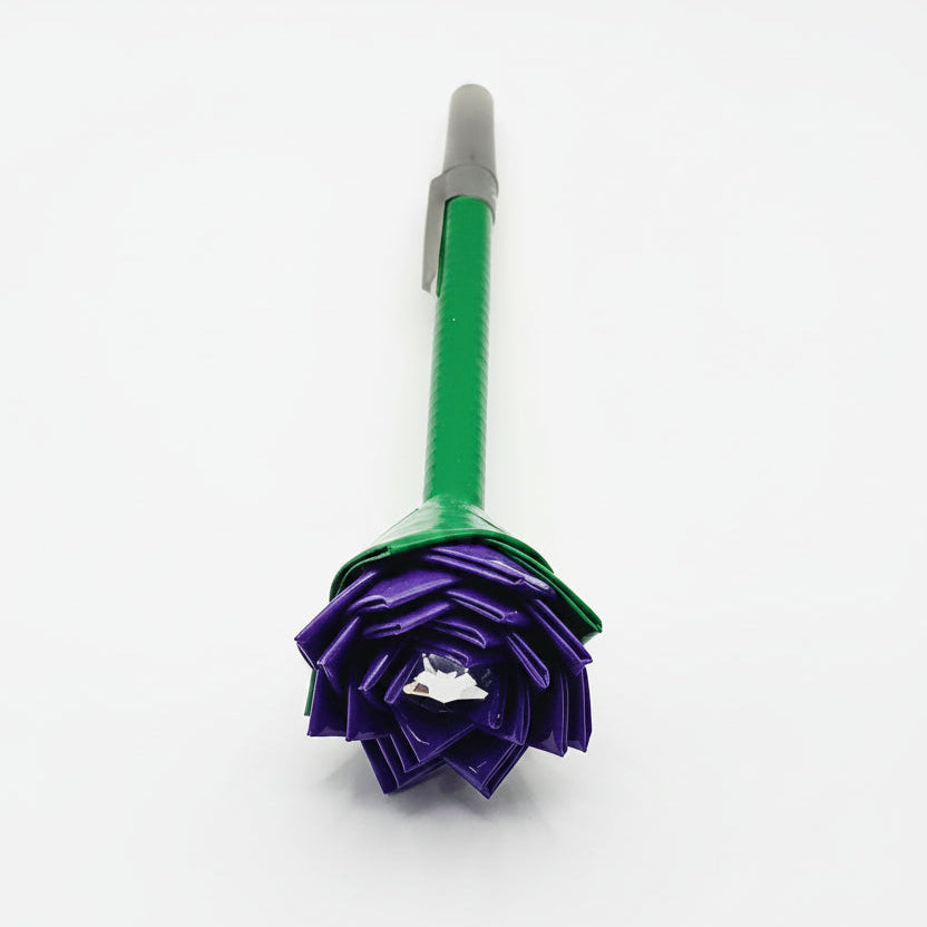 Purple Flower w/Green Stem Duct Tape Flower Pen