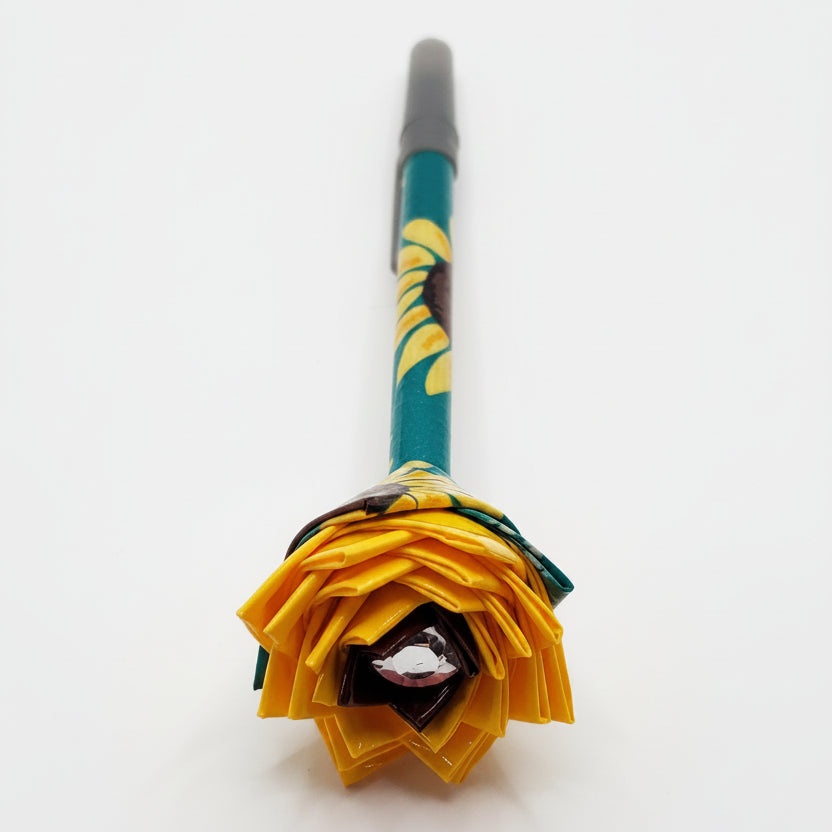 Green Sunflower Duct Tape Flower Pen