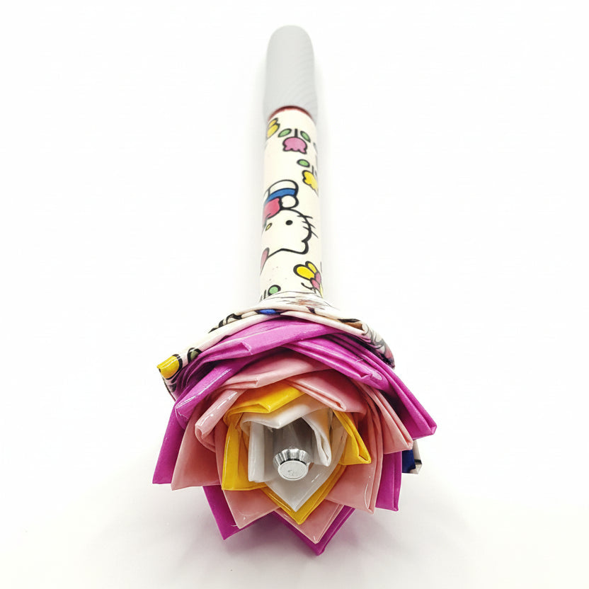 H Kitty Print Duct Tape Flower S-Gel Pen w/ White Barrel 0.7mm Maroon Ink