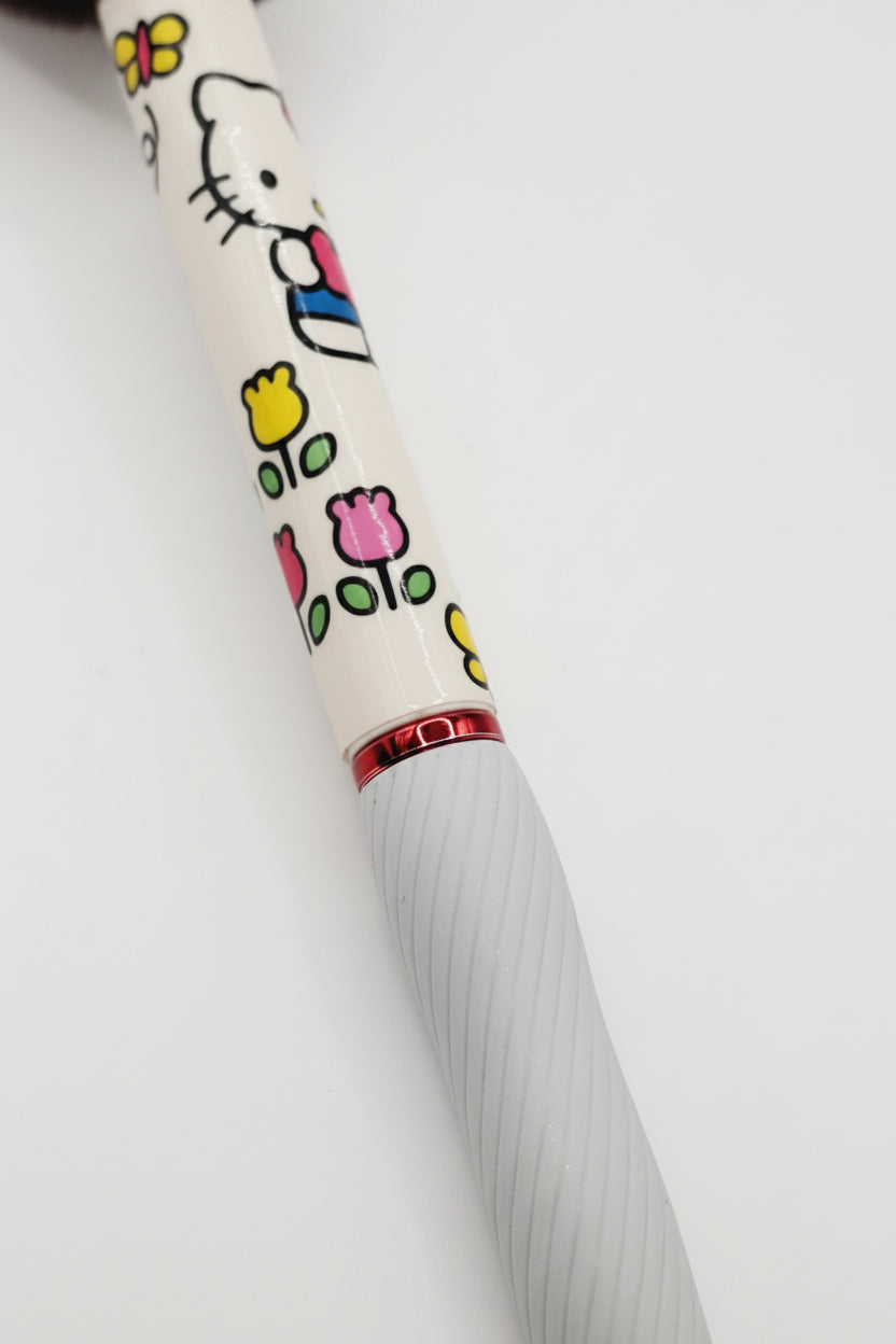 H Kitty Print Duct Tape Flower S-Gel Pen w/ White Barrel 0.7mm Maroon Ink