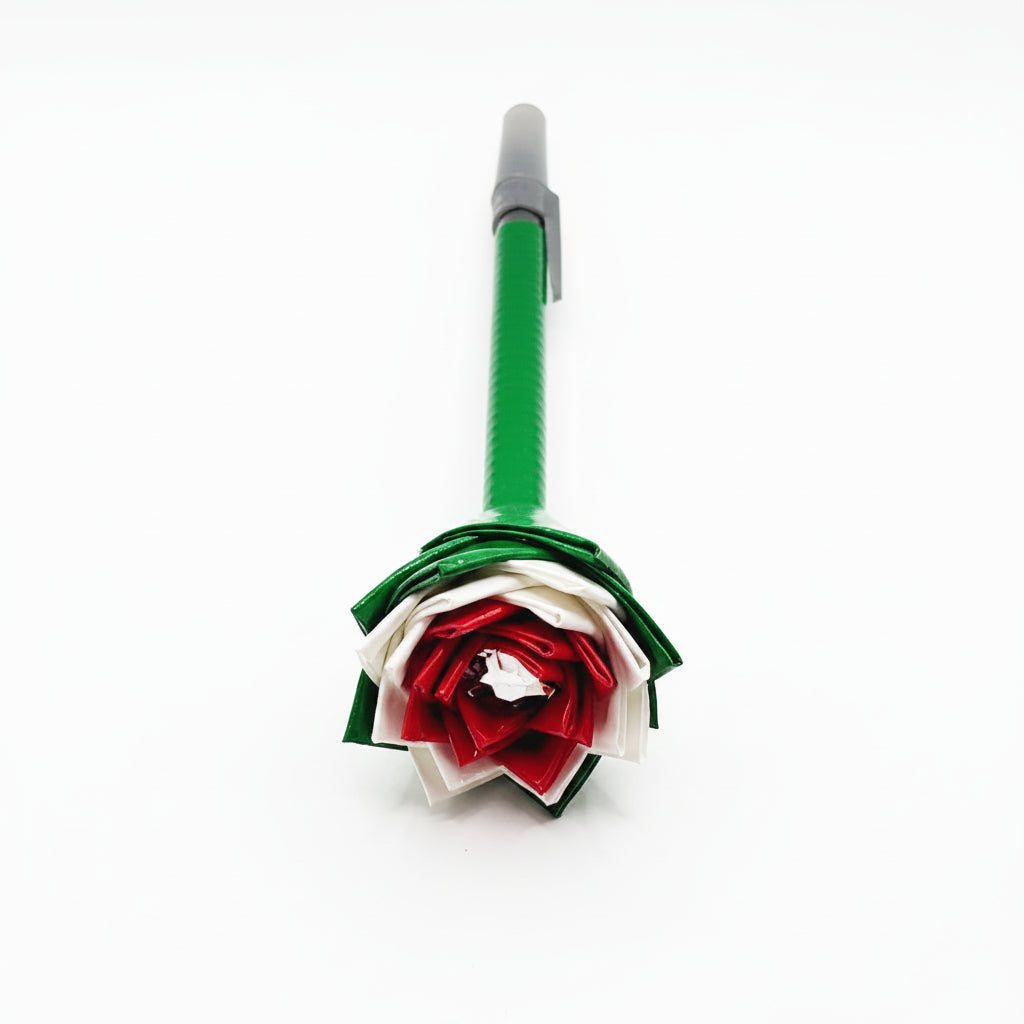Mexican Flag Color Flower w/Green Stem Duct Tape Flower