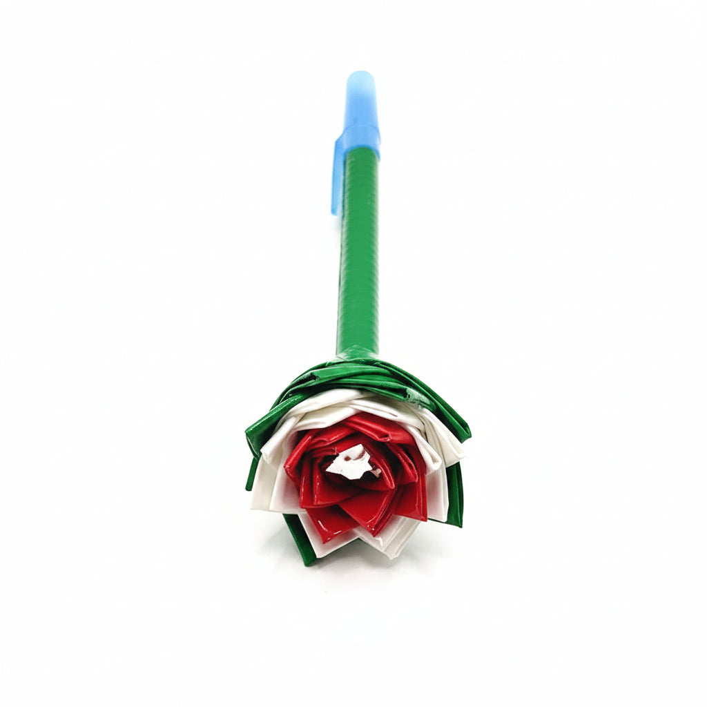 Mexican Flag Color Flower w/Green Stem Duct Tape Flower