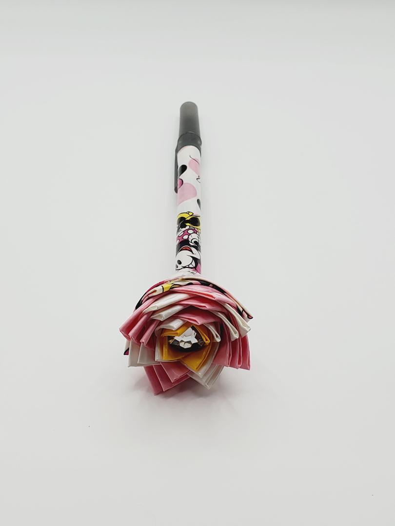 M. Mouse Print Duct Tape Flower Pen