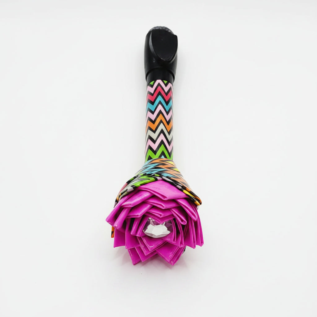 Multi-Color Chevron w/Pink Flower Magnetic Dry Erase Marker