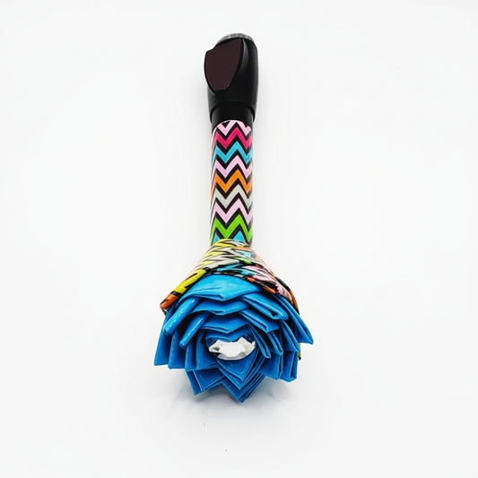 Multi-Color Chevron w/Blue Flower Magnetic Dry Erase Marker