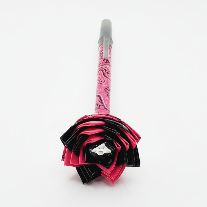 Pink Paisley Print Duct Tape Flower Pen