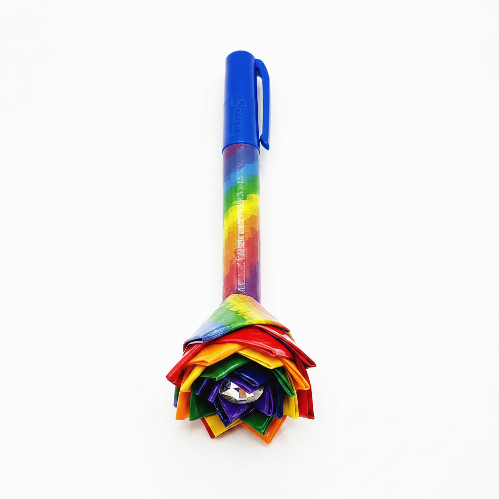 Duct Tape Flower Permanent Marker Rainbow Print w/Blue Ink