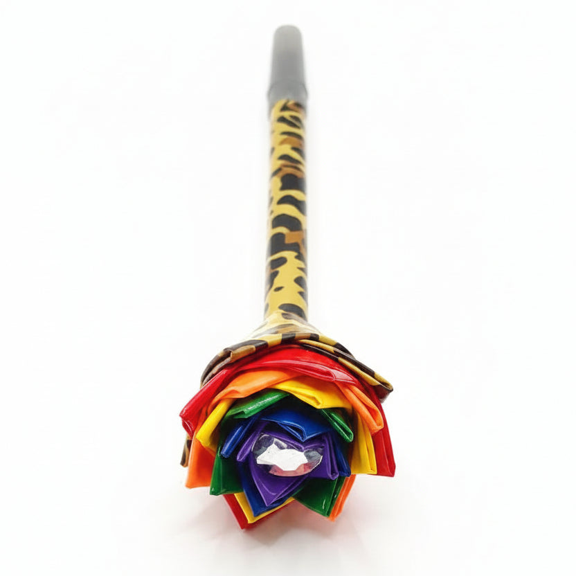 Cheetah Rainbow Duct Tape Flower Pen