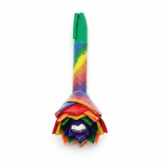 Duct Tape Flower Permanent Marker Rainbow Print w/Green Ink