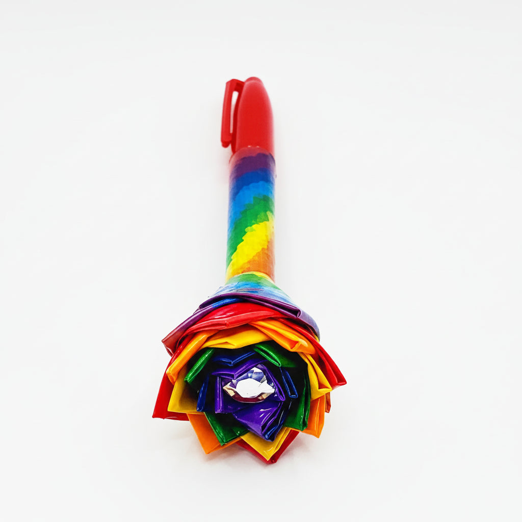 Duct Tape Flower Permanent Marker Rainbow Print w/Red Ink