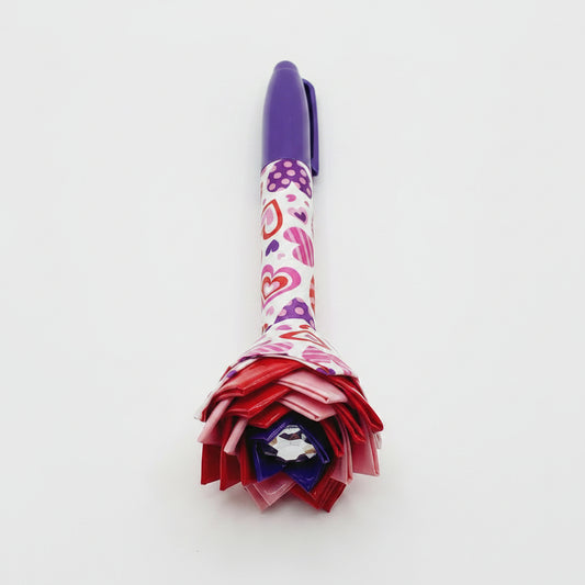 Duct Tape Flower Permanent Marker Red, Pink & Purple Heart Pattern (Purple Ink)