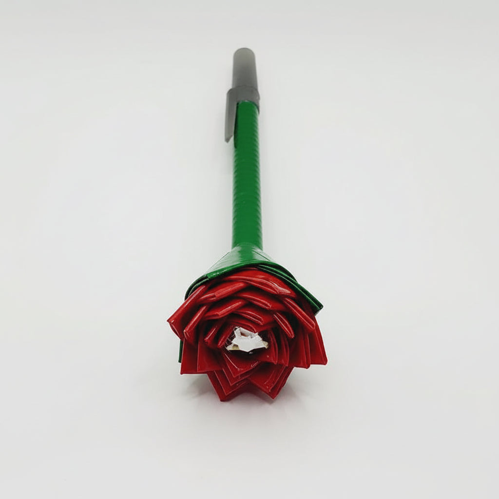 Red Flower Flower w/Green Stem Duct Tape Flower Pen