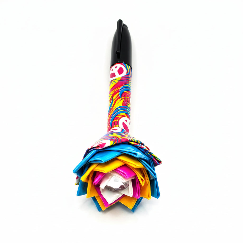 Duct Tape Flower Permanent Marker Swirl Peace Sign Print w/Black Ink