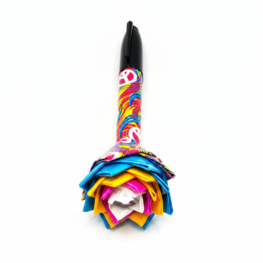 Duct Tape Flower Permanent Marker Swirl Peace Sign Print w/Black Ink