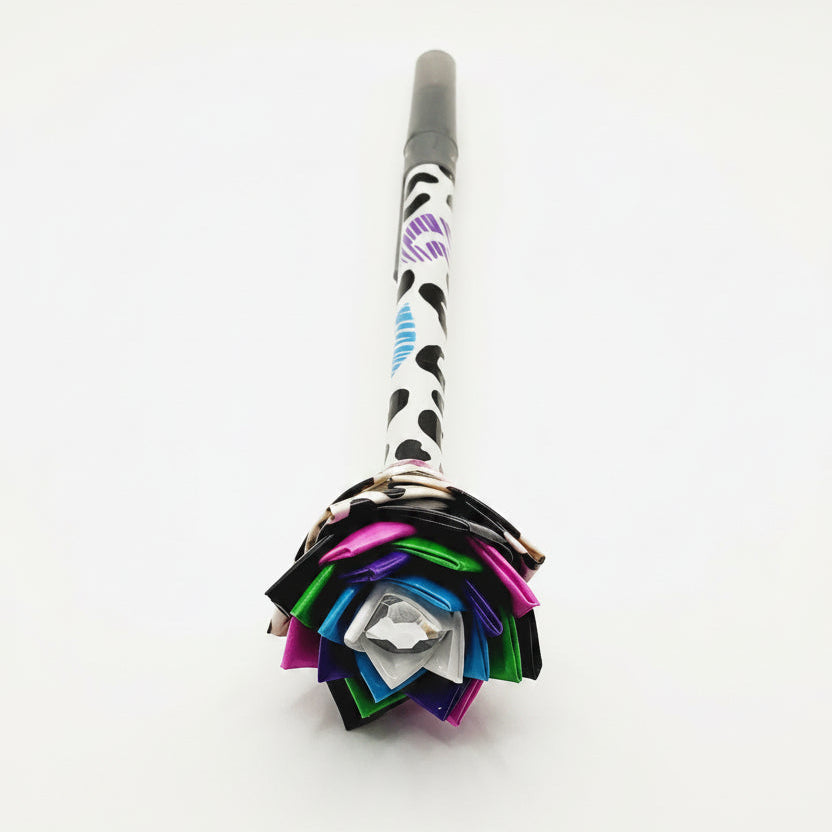 Cheetah with Lips Print Duct Tape Flower Pen
