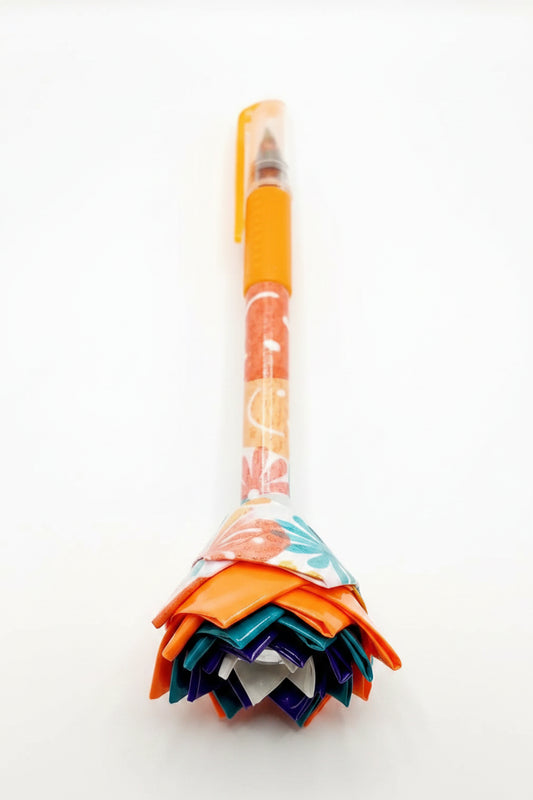 Duct Tape Flower Glitter Gel Pen w/Retro Flowers