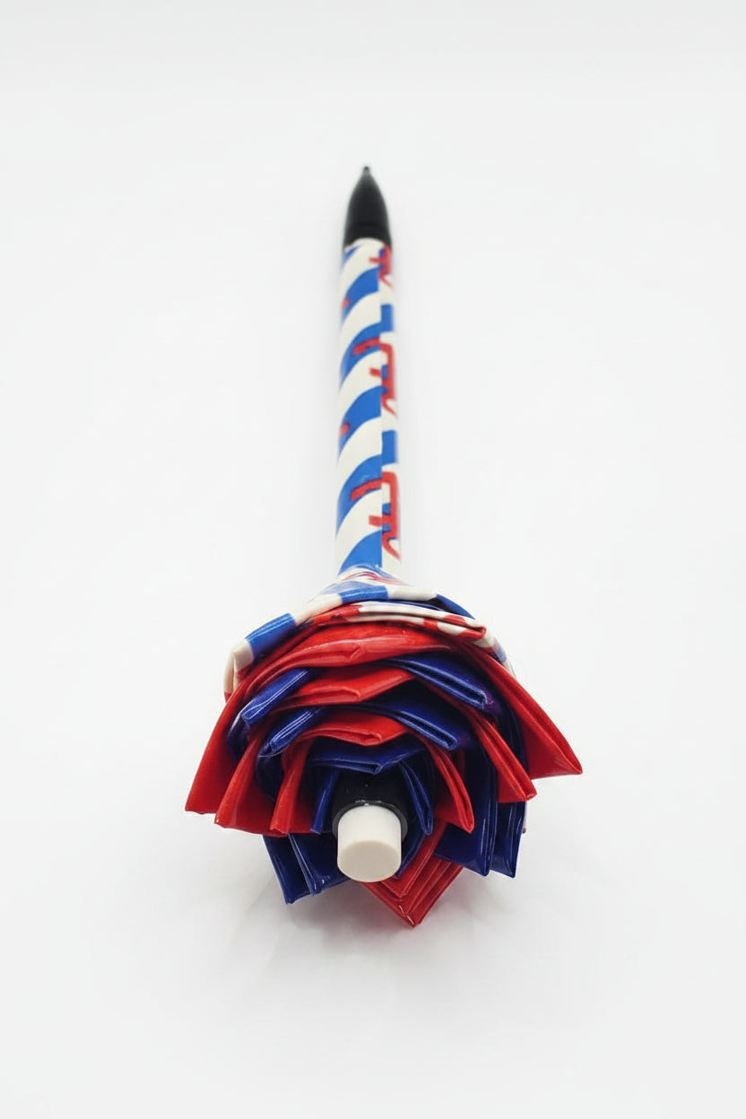 Duct Tape Flower Mechanical Pencil w/Blue Stripes, Red Anchors