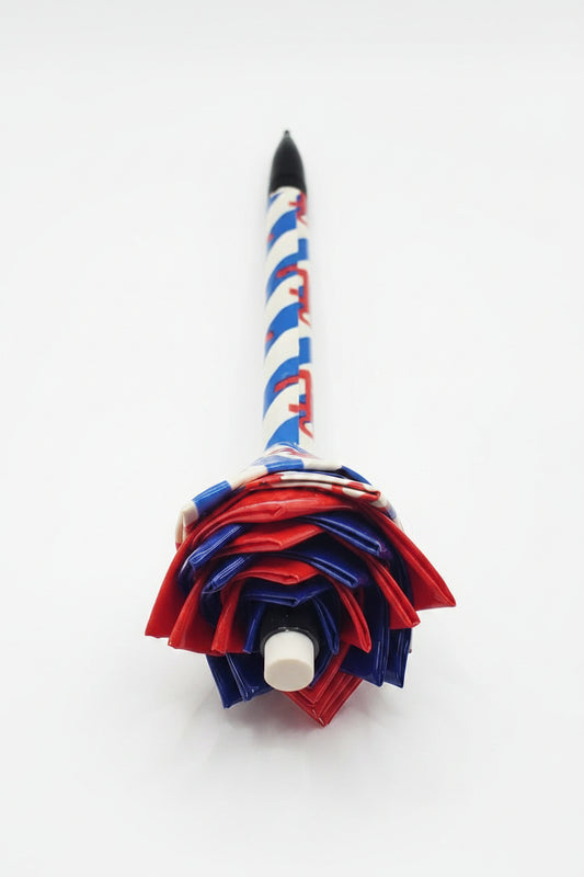 Duct Tape Flower Mechanical Pencil w/Blue Stripes, Red Anchors