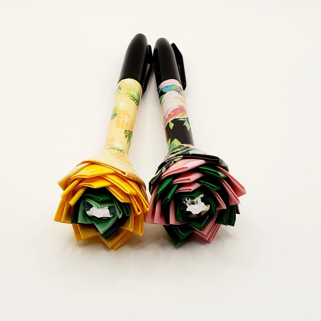 Set of 8 Hand-Crafted Duct Tape Flower Permanent Markers