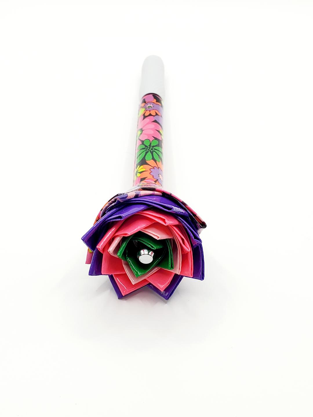 Duct Tape Flower Pens, S-Gel Pens White Barrel 0.7mm Bold Assorted Ink Colors