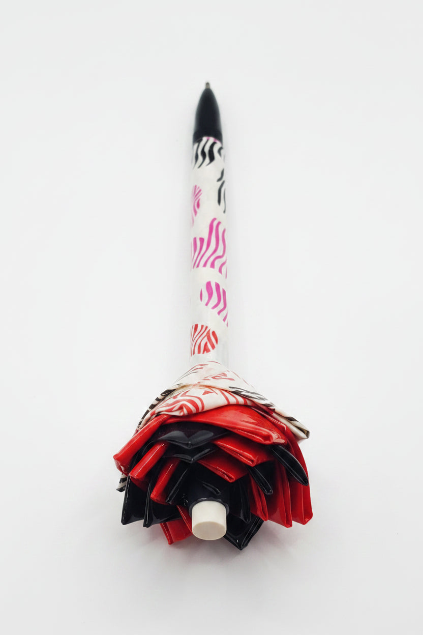 Duct Tape Flower Mechanical Pencil w/Zebra Wild Hearts Red, Black & Pink